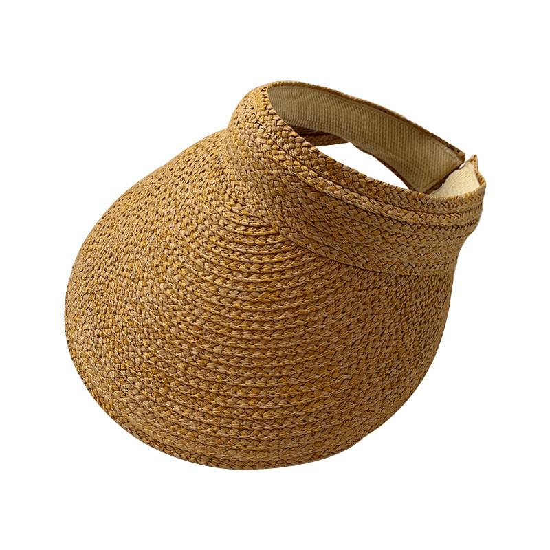 Women Summer Straw Woven Sun Hat With Big Brim And Uv Shield For Beach Outdoor