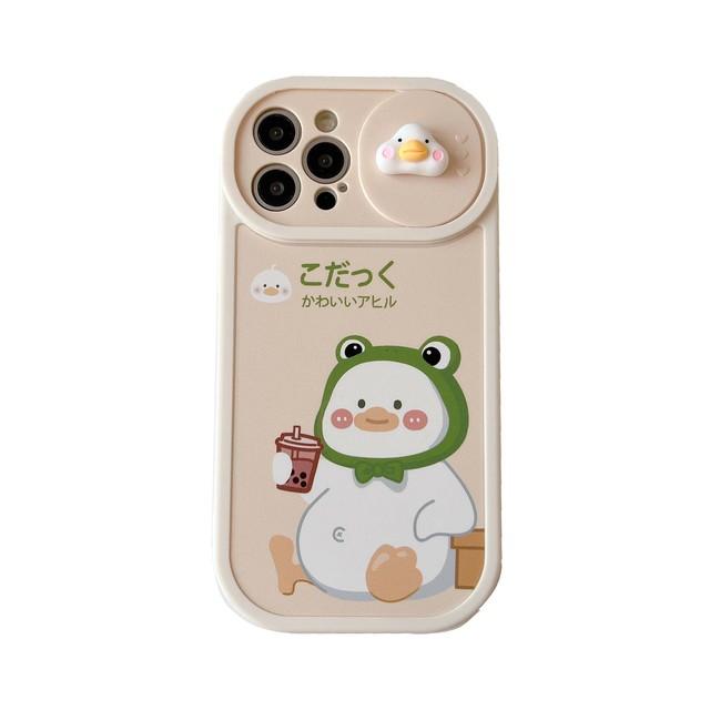 Cartoon 3d Duck Couple Fat Ducks Cute Lovely Phone Case For Iphone 13 Pro Max Xsmax X Xr 12 11 Promax Soft Silicone Slide Cover