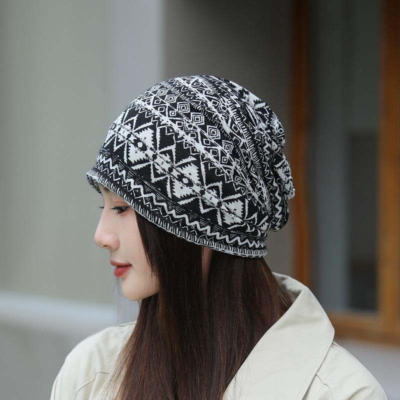 Printed Pullover Hat, Women's Pullover Hat, Double-layer Thin Confinement Hat, Bald Hat, Windproof Cycling Hat, Nightcap, Scarf Cover.