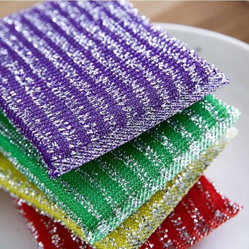 4PCS Cleaning Brush Dish Scrapers Brushes Kitchen Dishwashing Pot Removable Scrubbing Tool Steel Wool Sponge Kitchen Cleaning Tools Color Random