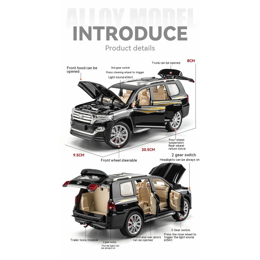 1/24 Toyota Land Cruiser Model, Premium Collectible for Auto Fans, Ideal for Display or Gifting