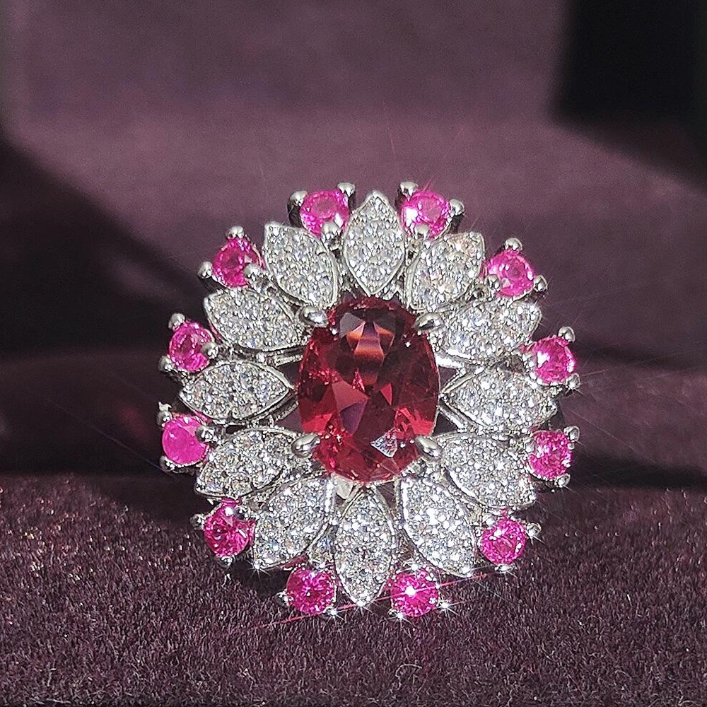 European and American Light Luxury Sapphire Open Ring for Women