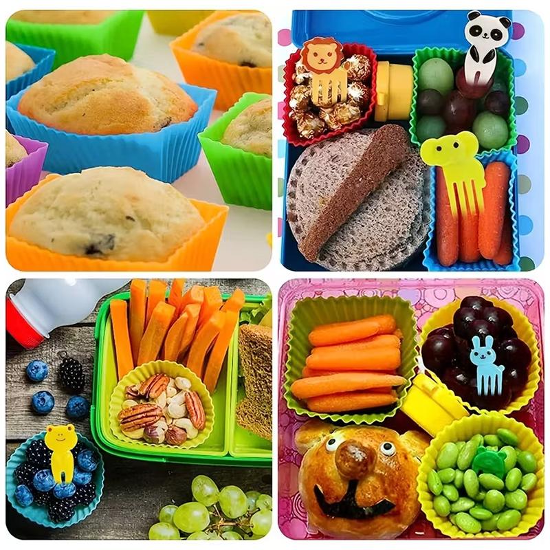 12-46pcs Bento Box Accessory Set Cute Mini Fruit Forks Set Portable Tomato Sauce Dispenser Set Outdoor Tableware