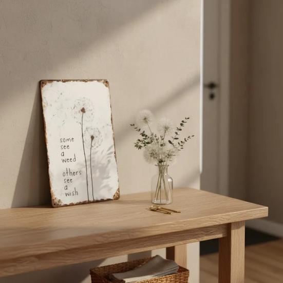 Dandelion Metal Sign Wall Decoration Vintage Rusty Wish Dandelion Wall Art