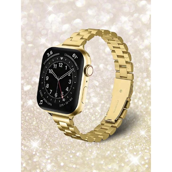 

Stainless steel Link bracelet For Apple Watch band Series 8/7/6/10/9 40mm 41mm 38mm 42mm 44mm 45mm 46mm Strap 38mm40mm41mm 42mmS10 золотой