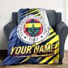 1pc Fenerbahçe Spor Kulübü Blanket with Custom Name, Gift, for Men and Women, Soft Blanket, Good for Sofa Bed Couch Travel, Lightweight Flannel Blanke