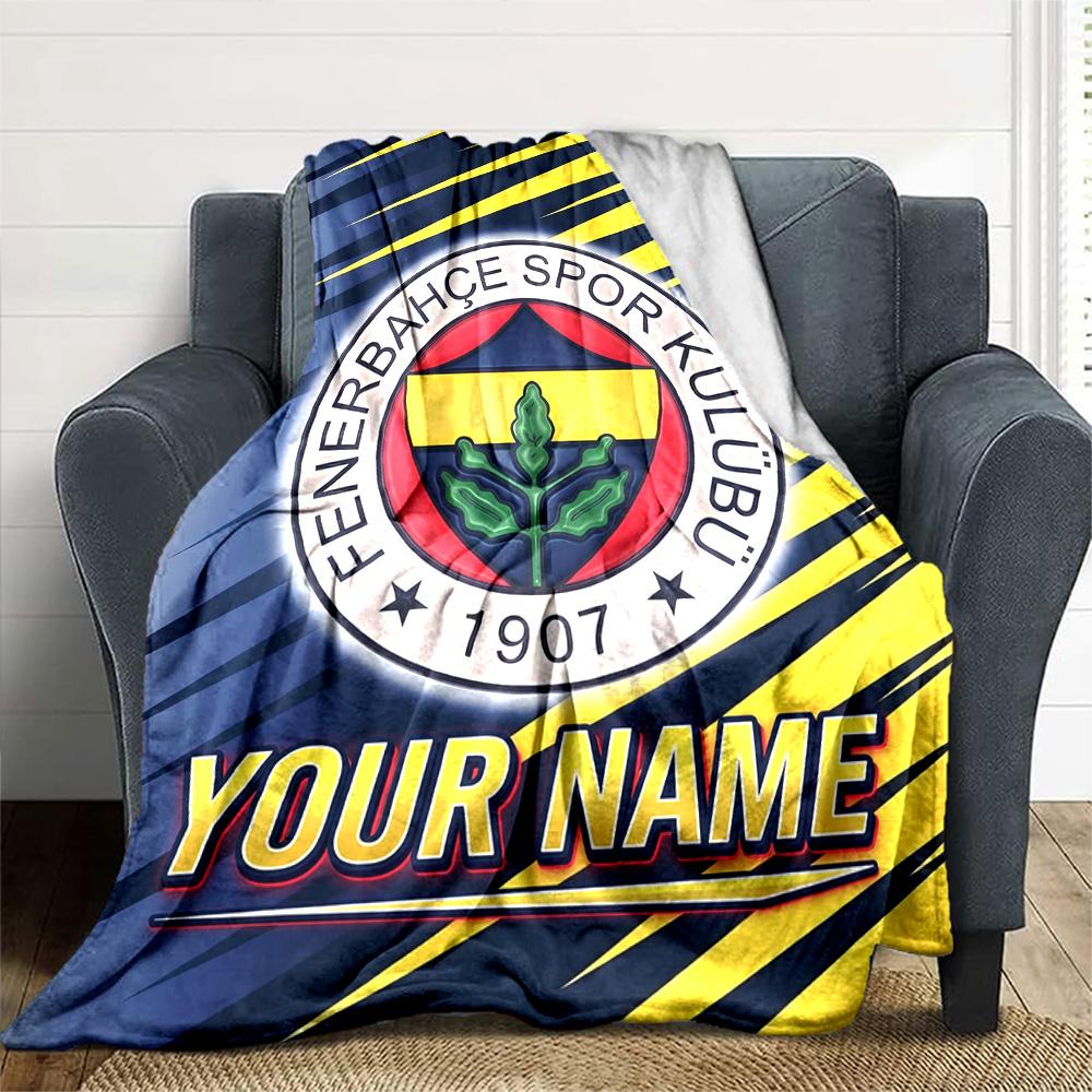 1pc Fenerbahçe Spor Kulübü Blanket with Custom Name, Gift, for Men and Women, Soft Blanket, Good for Sofa Bed Couch Travel, Lightweight Flannel Blanke