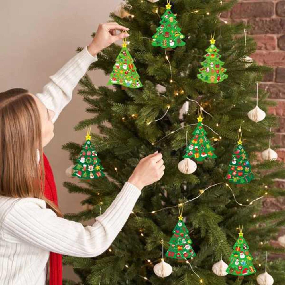 1 Set 3D Christmas Tree Craft Kit Decorative Paper Xmas Tree Hanging Ornaments  Christmas Party