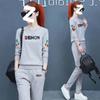 Sports Suit Women's Spring and Autumn Printed Loose Korean Casual Wear Long-sleeved Trousers Thin Two-piece Set