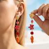 Colorful Dopamine Red Starfish Cartoon Fish Dangle Earrings For Women Beach Metal Scallop Beaded Long Earring Vacation Jewelry