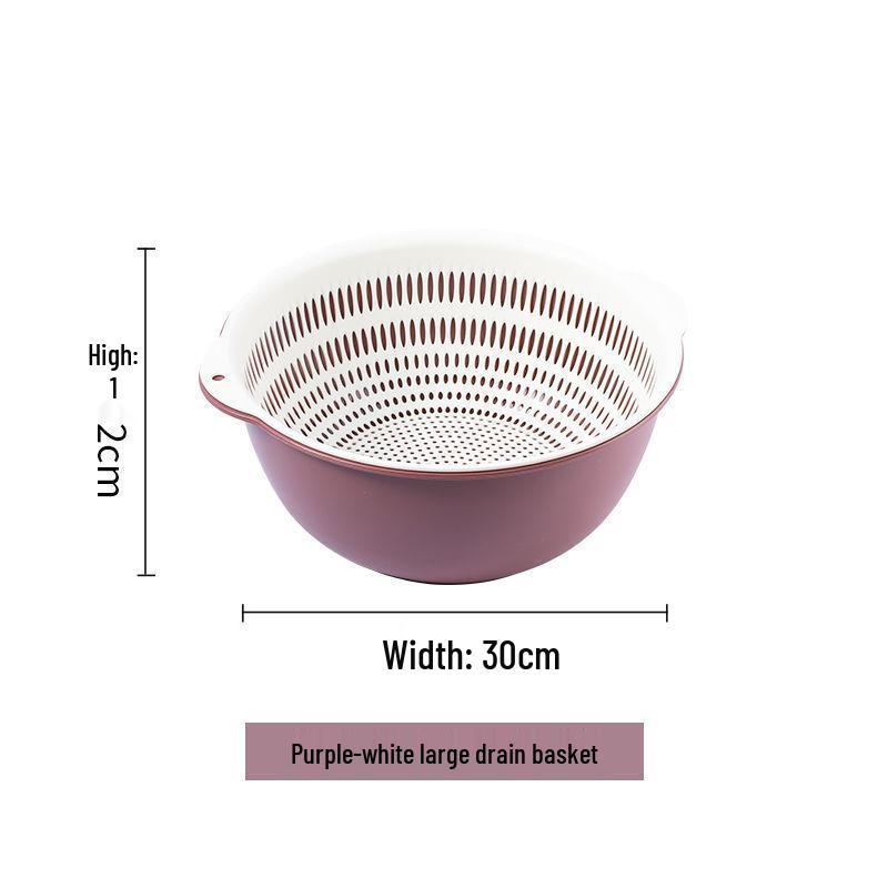 Six-Piece Double Layer Vegetable Washing Basin & Colander Set - Kitchen & Living Room Wash Basket