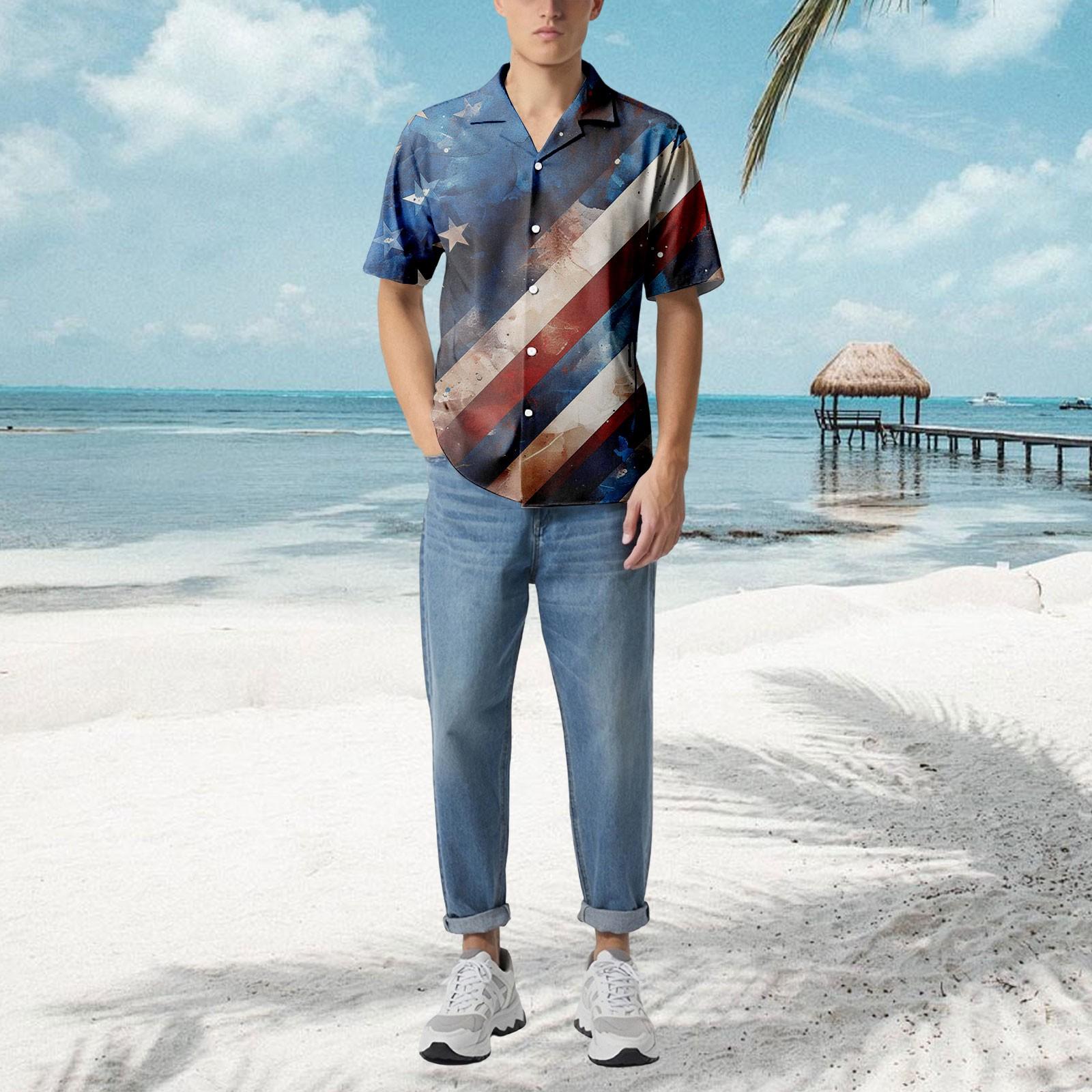 

Мужская повседневная свободная рубашка с короткими рукавами, модная рубашка с принтом, топ L