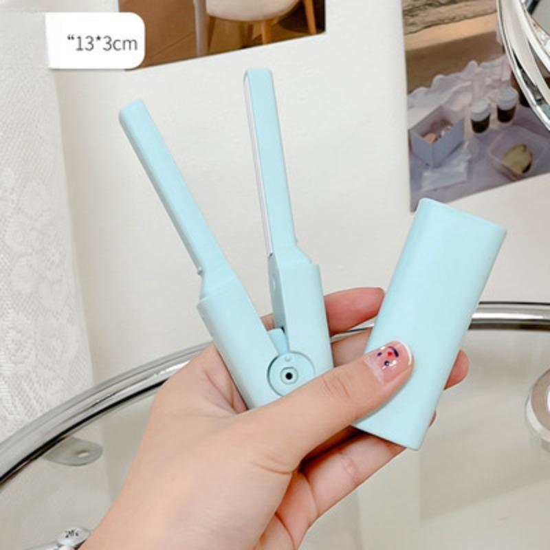 

Мини-щипцы для завивки волос для общежития с небольшой мощностью, прямые, две электрические завивки, студенческие портативные зажимы для челки синий