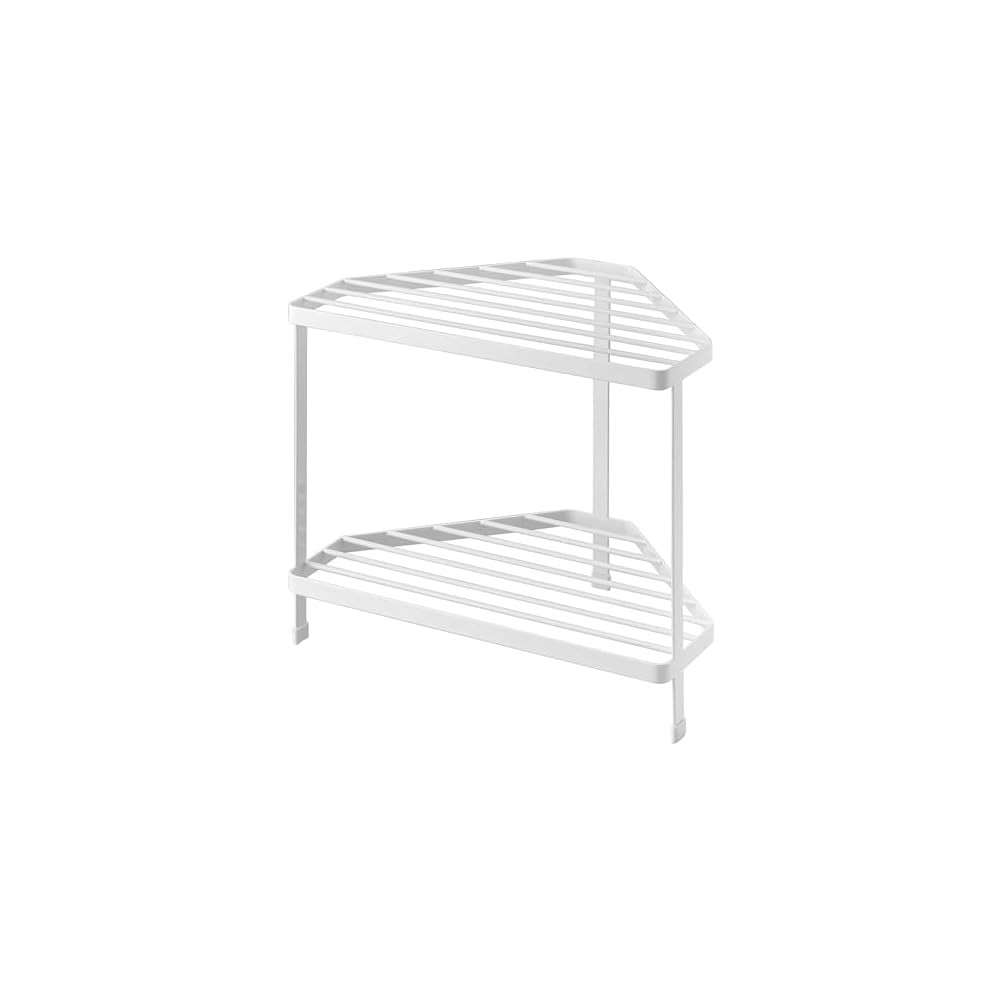 Yamazaki Kitchen Corner Rack, White, Approx. W34 x D225 x H29cm, Tower Series, 2-Tier, Stovetop