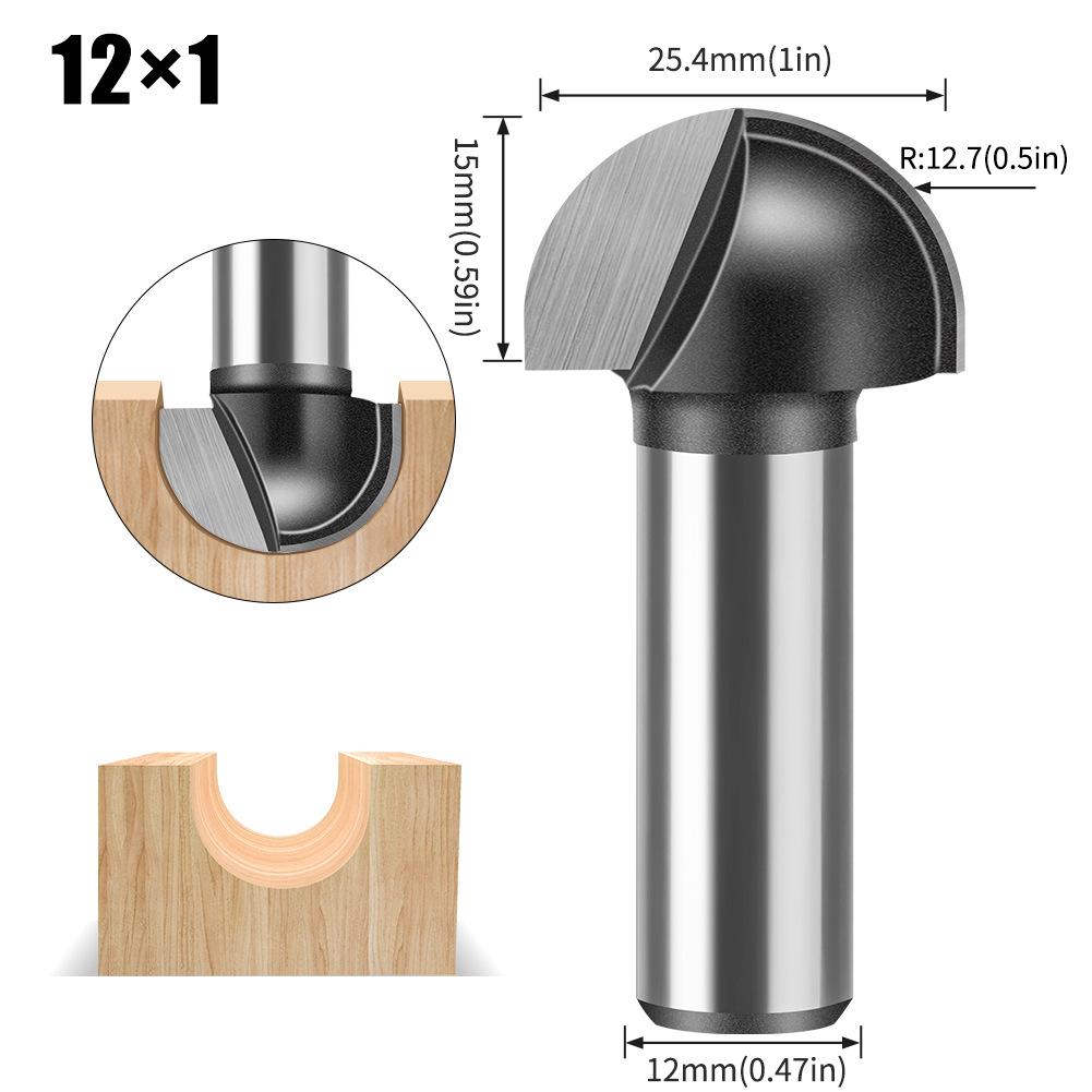 6 Handle 12 Handle Slotting Knife Bottom Digging Knife Woodworking Round Bottom Knife, Engraving Machine, Trimming Machine Knife Head Round Bottom