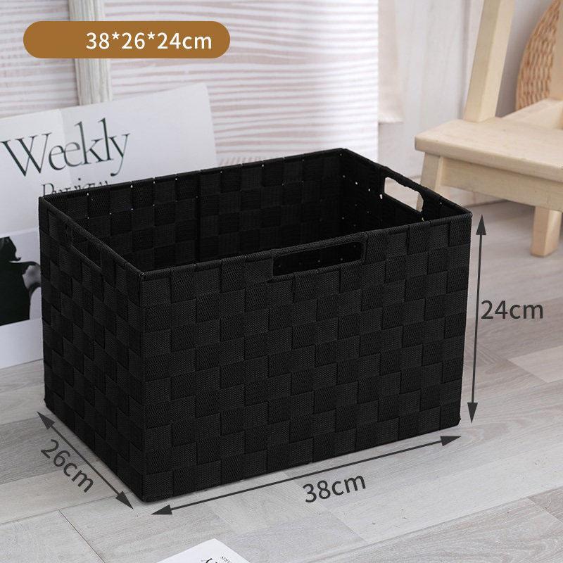 Woven Black Storage Baskets Shelf Tote Boxes Container with Built-in Handles for bedroom living room office kids room dressing room