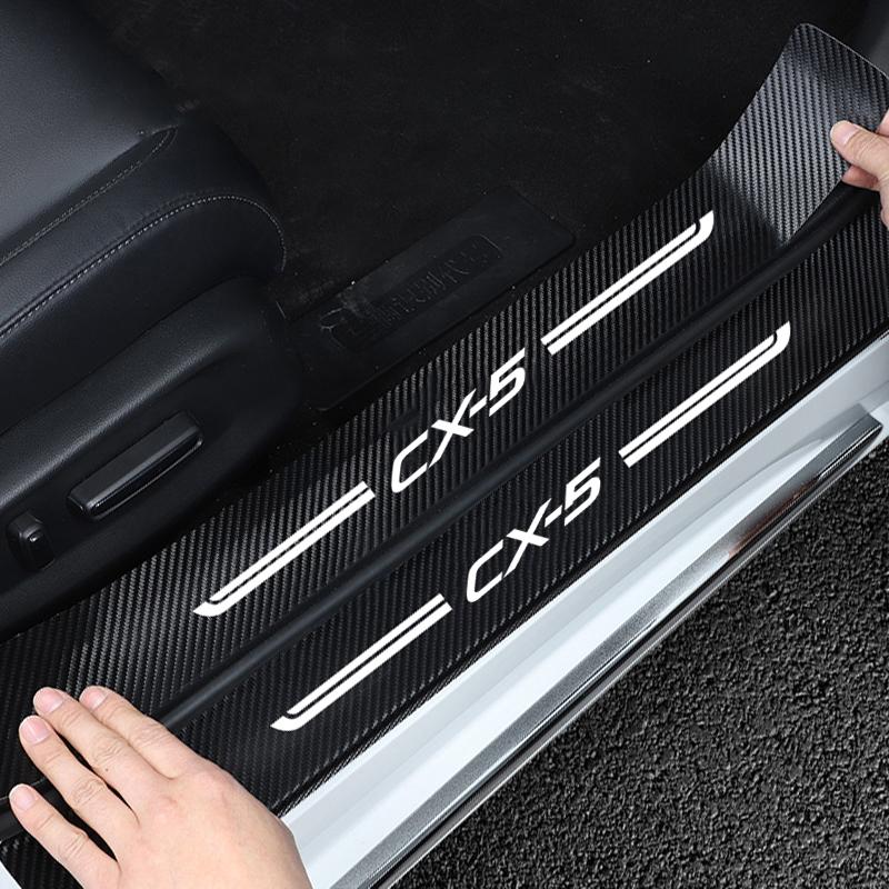 ZATR1 Auto Türschwellenband Türschweller Schutzleiste für Mazda CX5 CX-5 Logo Karbonfaser Kofferraumtür Stoßstangenschutz Kratzschutz Aufkleber