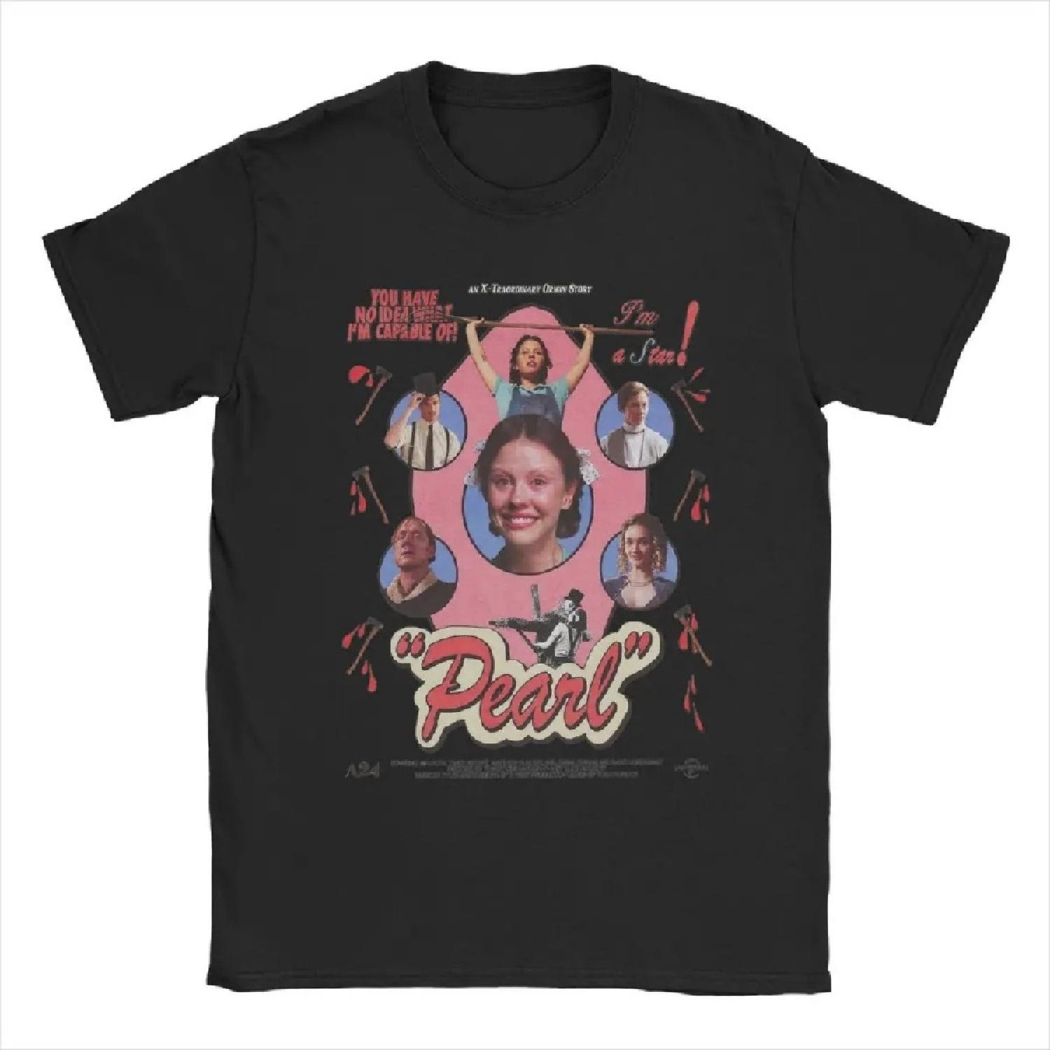 

Men Pearl Horror Movie T Shirt Pure Cotton Tops Awesome Short Sleeve Crew Neck Tee Shirt Plus Size T-Shirts XXXXXL чорний