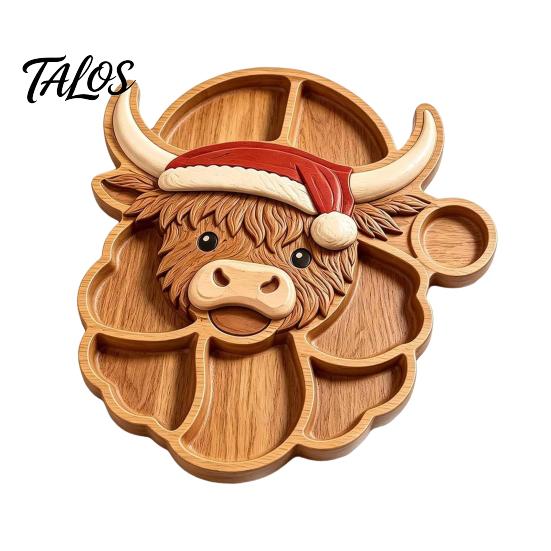 Party Supplies for Home Office Christmas Snack Serving Tray, Divided Holiday Appetizer Platter, Cute Snowman/Tree/Penguin/Cow Shaped Seasonal