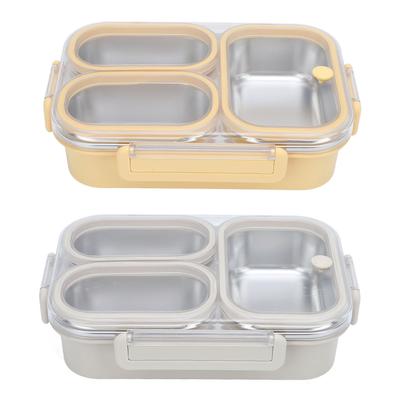 Divided Lunch Box 304 Stainless Steel Leakproof Heatable 3 Compartments Rectangular Food Container 1