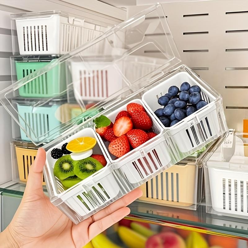 Refrigerator Food Drain Fresh-Keeping Box Fresh Vegetable Fruit Drain Storage Box Fruit Vegetable Drain Basket Kitchen Organizer