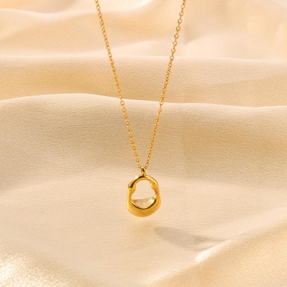 Stainless Steel Geometric Hollow Waterdrop Necklace For Women Link Beads Chain Choker