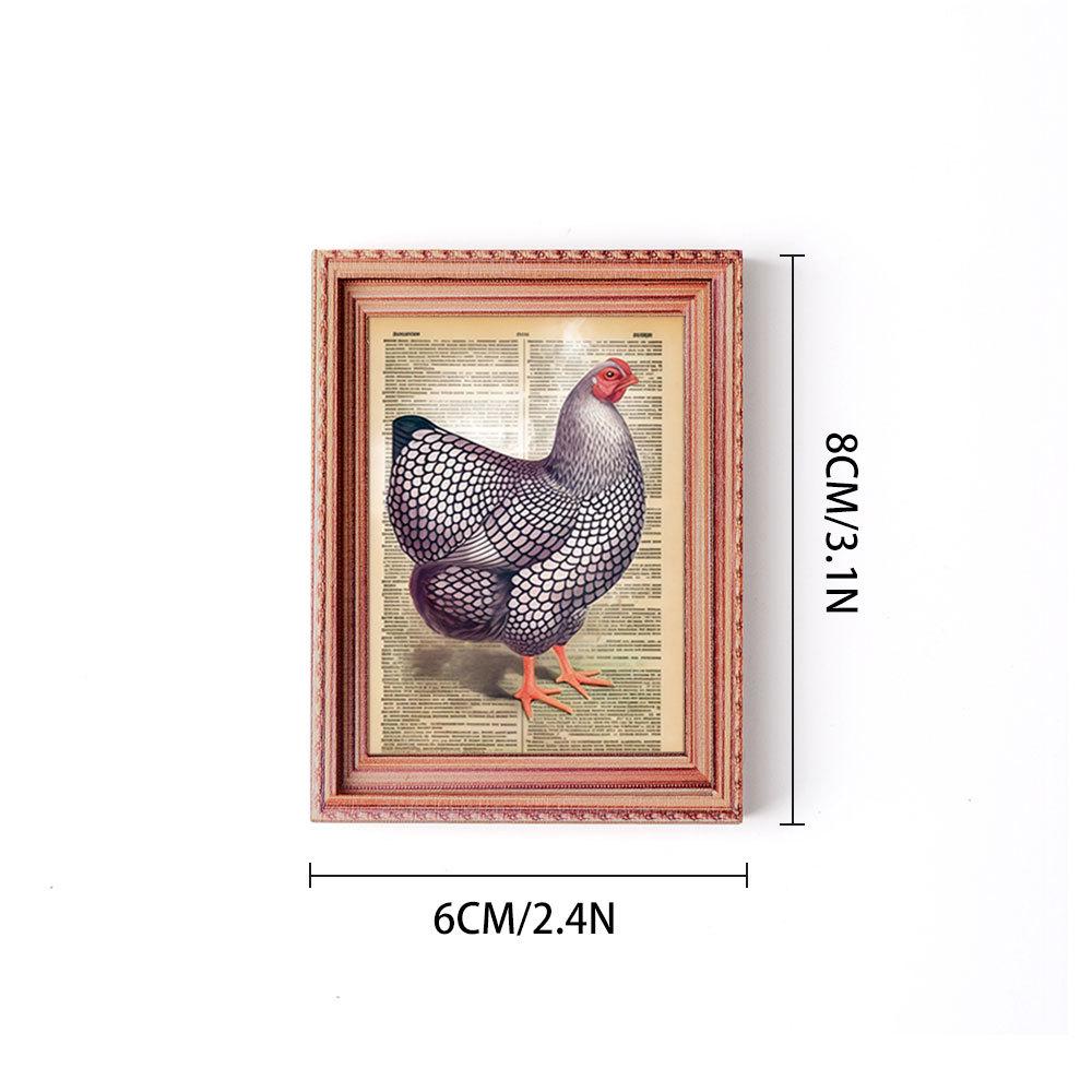 

Retro Chicken 3D Wooden Magnetic Photo Frame & Refrigerator Sticker Set