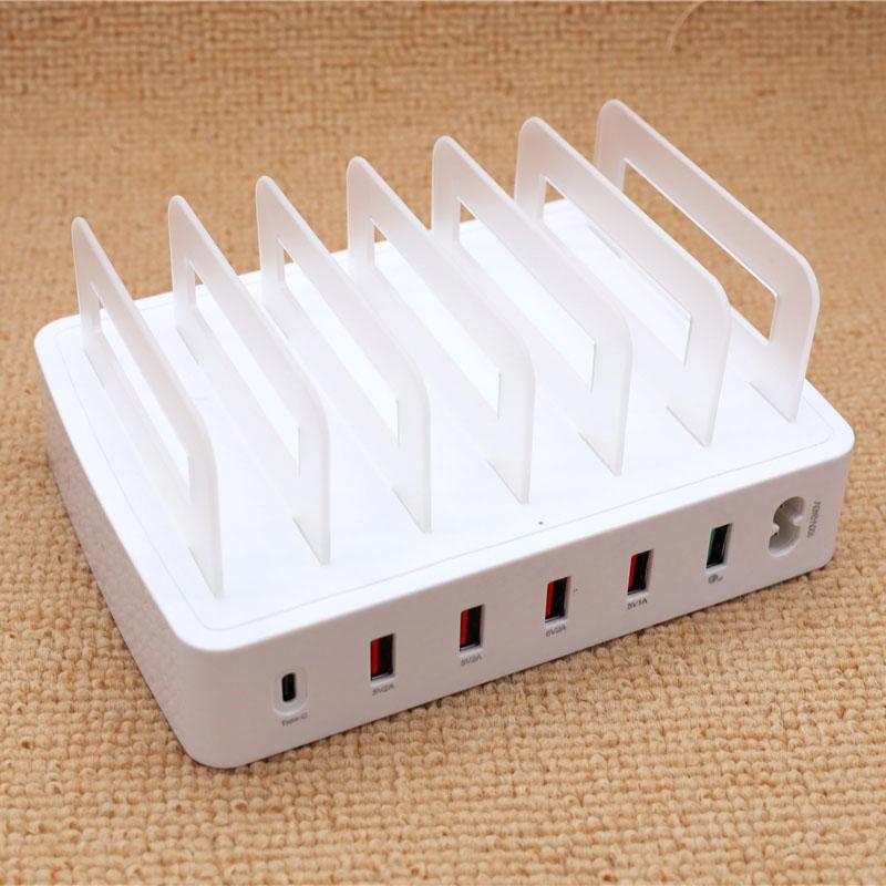 6 Port QC3.0 USB Charger Quick Charging Station Dock Multiple Devices Organizer For Android Dock Station