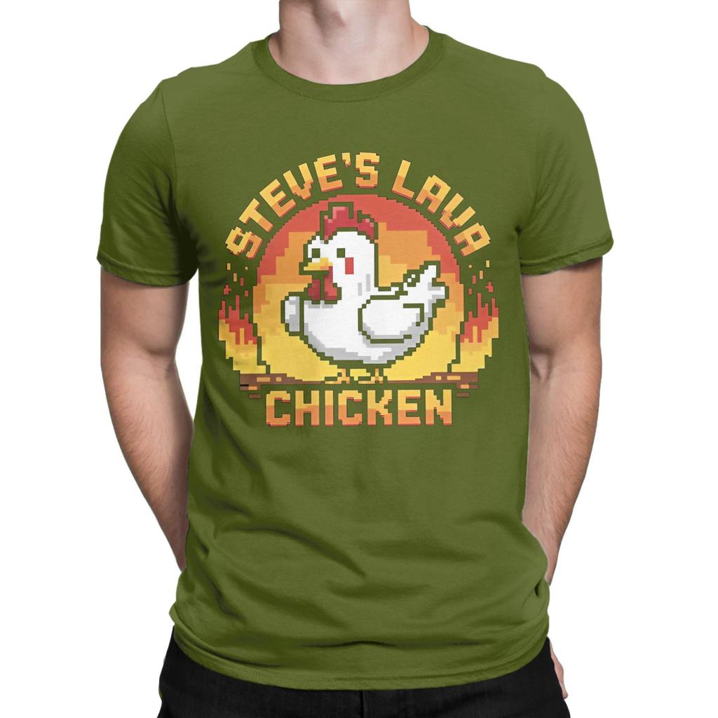 Men Women Graphic Printed Chicken Jockey Lava Chicken T Shirt Tee 100% Cotton  T-shirts Clothing