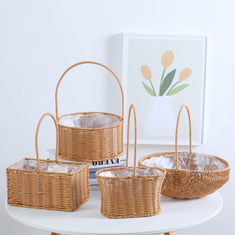 Handwoven Rattan Basket: Fruit, Picnic, Flower Tote for Festivals & Decor