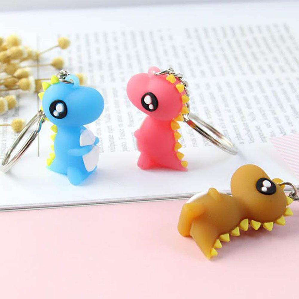 Fashion PVC Little Keyring Women Bag Charm Pendant Christmas Gift Car Key Ring Dinosaur Keychain