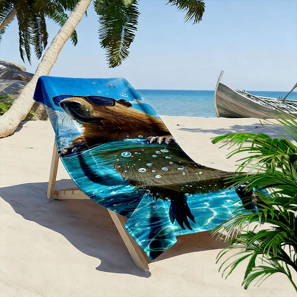 Cool Beaver In Sunglasses Beach Towel Quick-drying for Travel Outdoor Sports Jogging Beach and Swimming