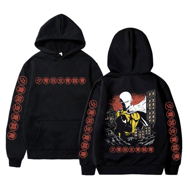 

Сильнейший герой Сайтама сенсей толстовки аниме One Punch унисекс толстовка с принтом забавная мужская и женская толстовка большого размера в стиле манга M чёрный