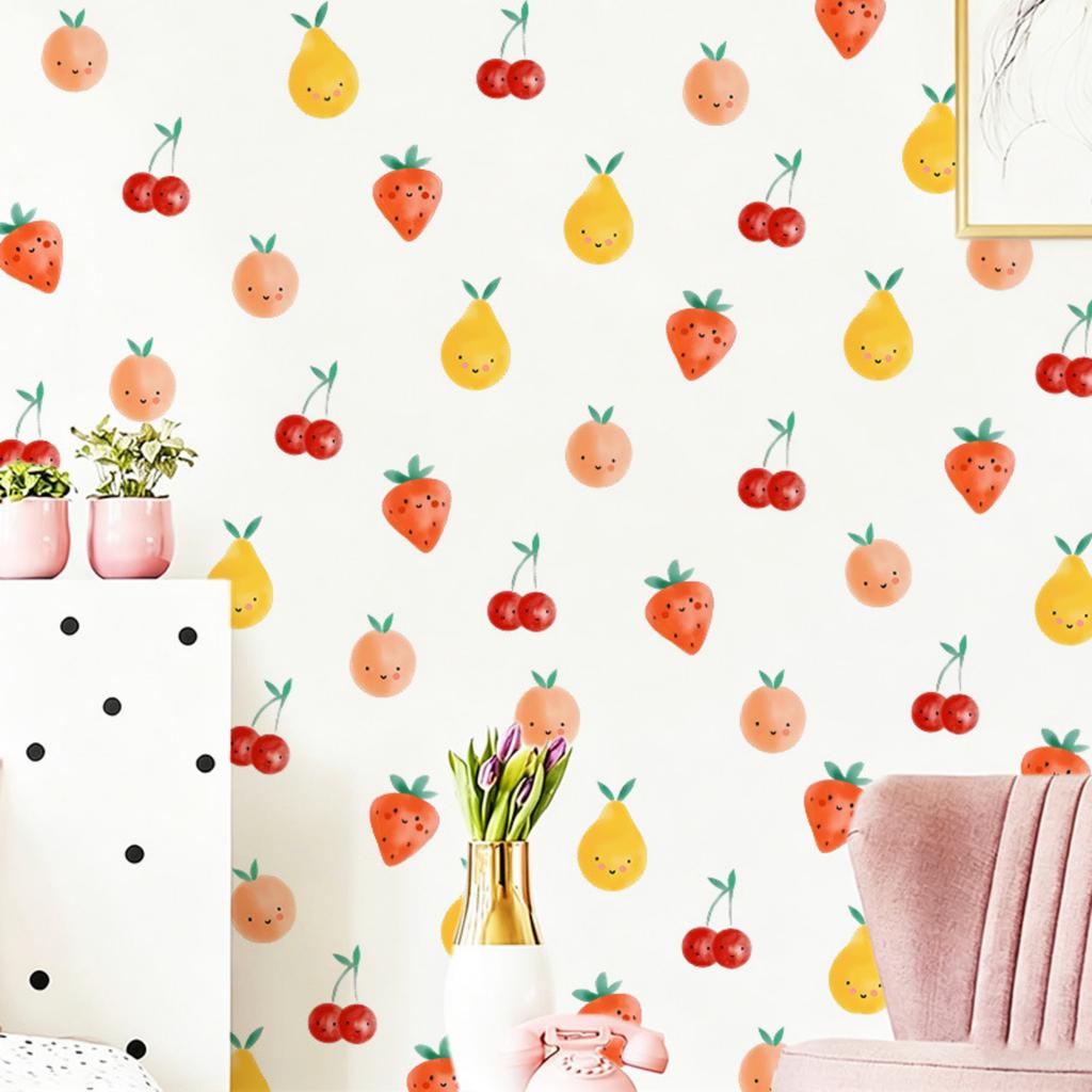 Wall Stickers Strawberry Self-Adhesive Peel and Stick Decals for Kids Bedroom Living Room Wall Decor
