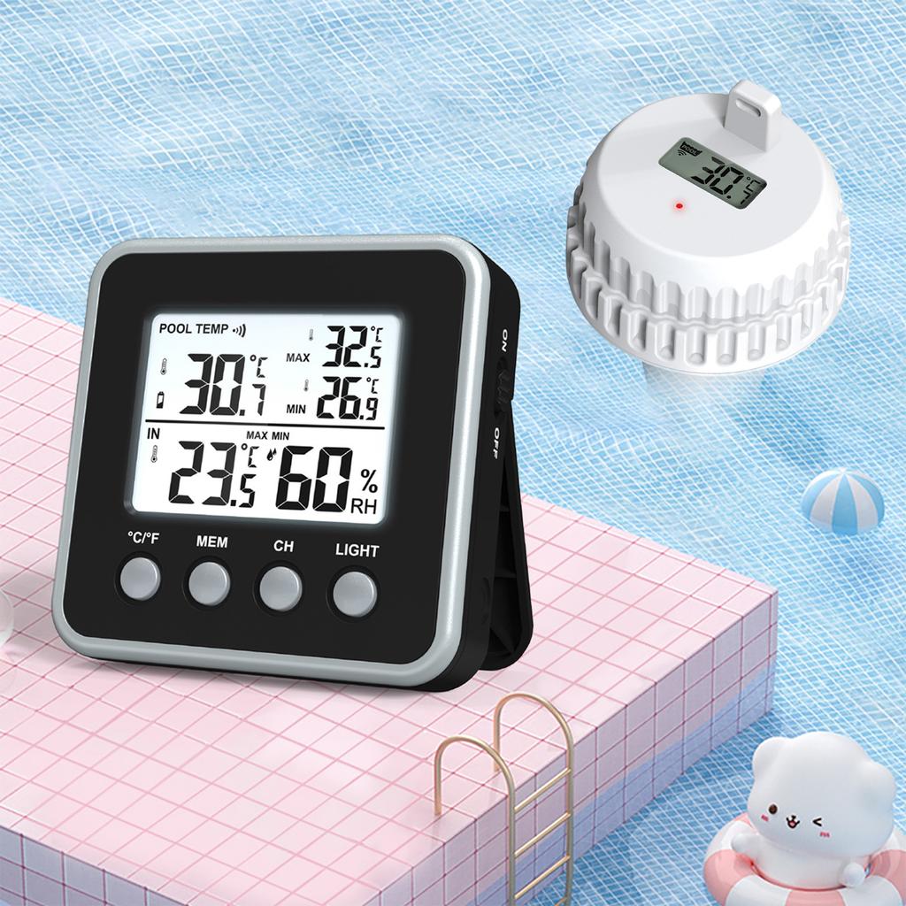 Wireless Floating Digital Thermometer Waterproof Digital Pool Thermometer with Indoor Display for Spa Plunge Pools Aquarium Pond