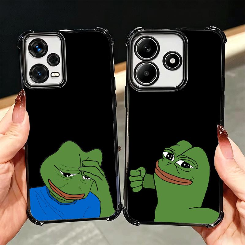 Funny Sad Forg P-Pepe Meme Plating Phone Case For Xiaomi Redmi Note 14 15 Pro Plus 13 12 11 11S 11T 10 9S 9 5G Anti-Fall Airabag