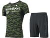 Descente Move Sport MOTION FREE FIT Graphic Short Sleeve and Shorts Set Khaki X T-Shirt (DMMSJA50/DMMSJD80) (M, Black)
