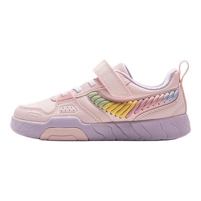 Li Ning Sports Lifestyle Serie Bequeme Mode Stoßdämpfung Rebound Low-Top Kinder Freizeitschuhe Kinder Freizeitschuhe Hellrosa YKNV052-2