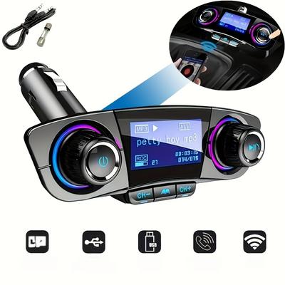 Bluetooth 5.0 Car Adapter FM/AUX Transmitter Kit MP3 Player Auto Wireless Handsfree Dual USB Charger LED Screen