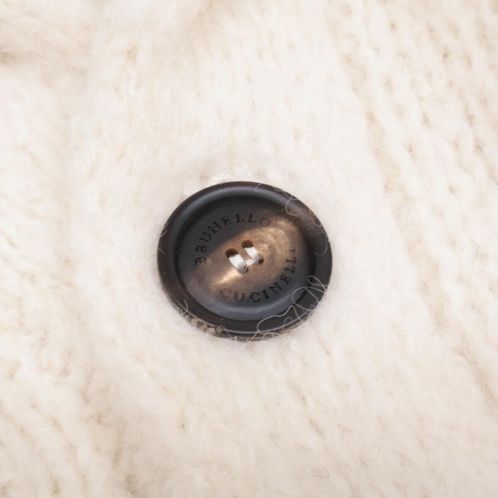 Brunello Cucinelli [Excellent Condition/Domestic Authentic] Cashmere/Silk/Alpaca Blend Shawl Collar Knit Cardigan/ Tops 44 Ivory/Beige/GrayUsed