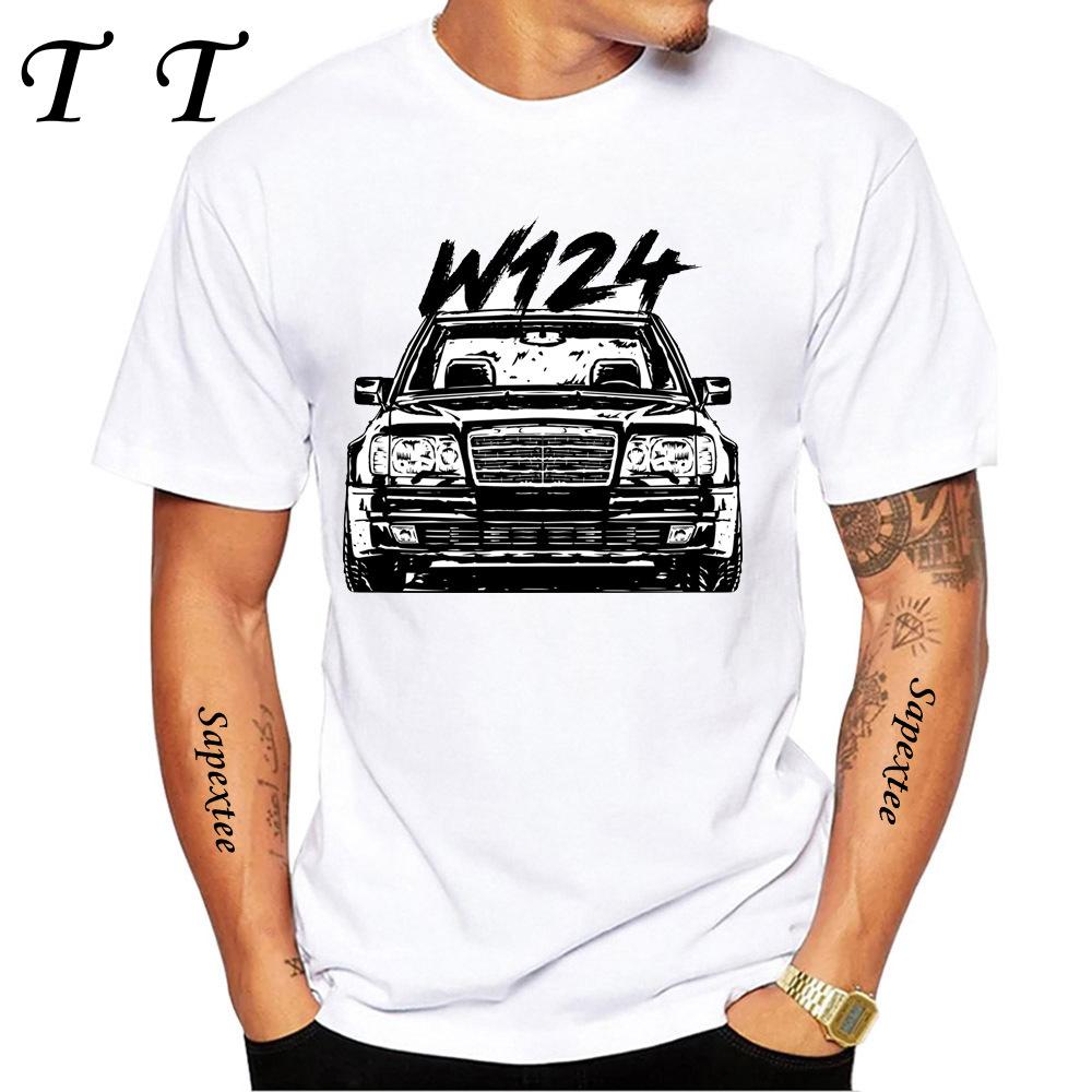 New Summer Fashion Men Short Sleeve W124  Quot Dirty Style TShirt Boy Sport Casual White Tops Vintage Car Hip HopTees