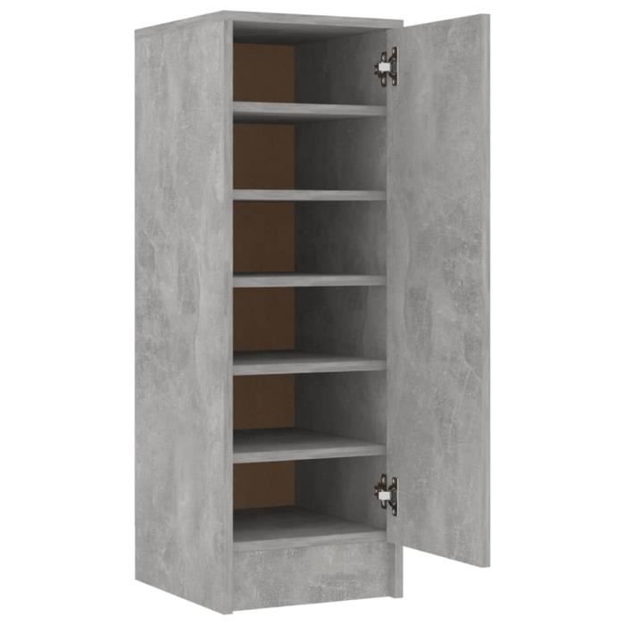 VidaXL Shoe Cabinet Concrete Grey 32x35x92 Cm Chipboard 808976