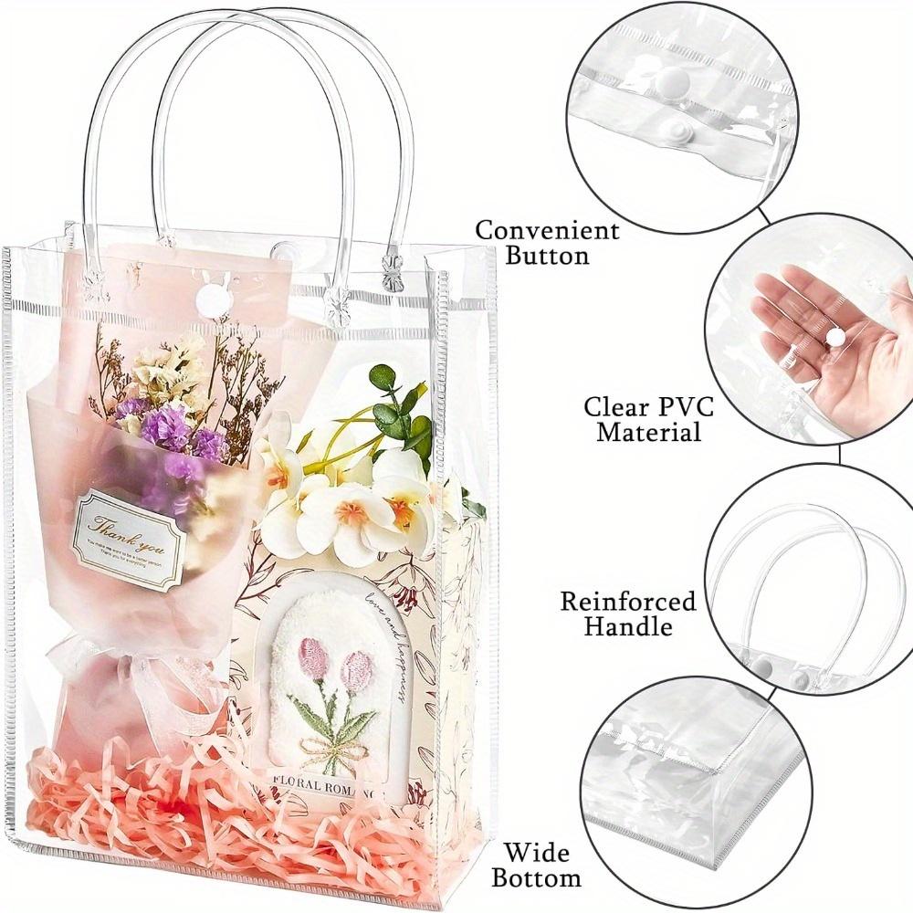 12 Stück Klarsicht-Geschenktüten aus Kunststoff mit Henkel Wiederverwendbare Party-Gastgeschenktüten Geschenkverpackungstüte Einkaufstüte für Boutique Hochzeit Geburtstag Party-Gastgeschenk Partytüte