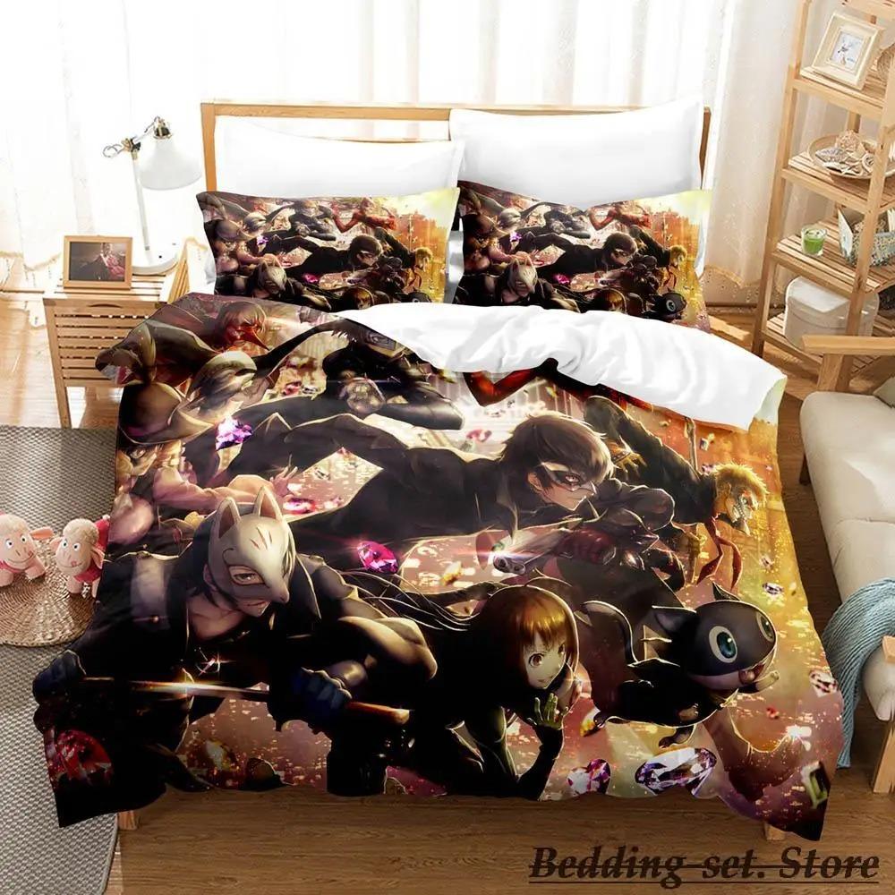 

Game Persona 5 Bedding Set Cartoon Anime three-piece set Adult Kid Bedroom Duvetcover Sets 3D Kawaii lit 2 personnes US Full 200x230cm