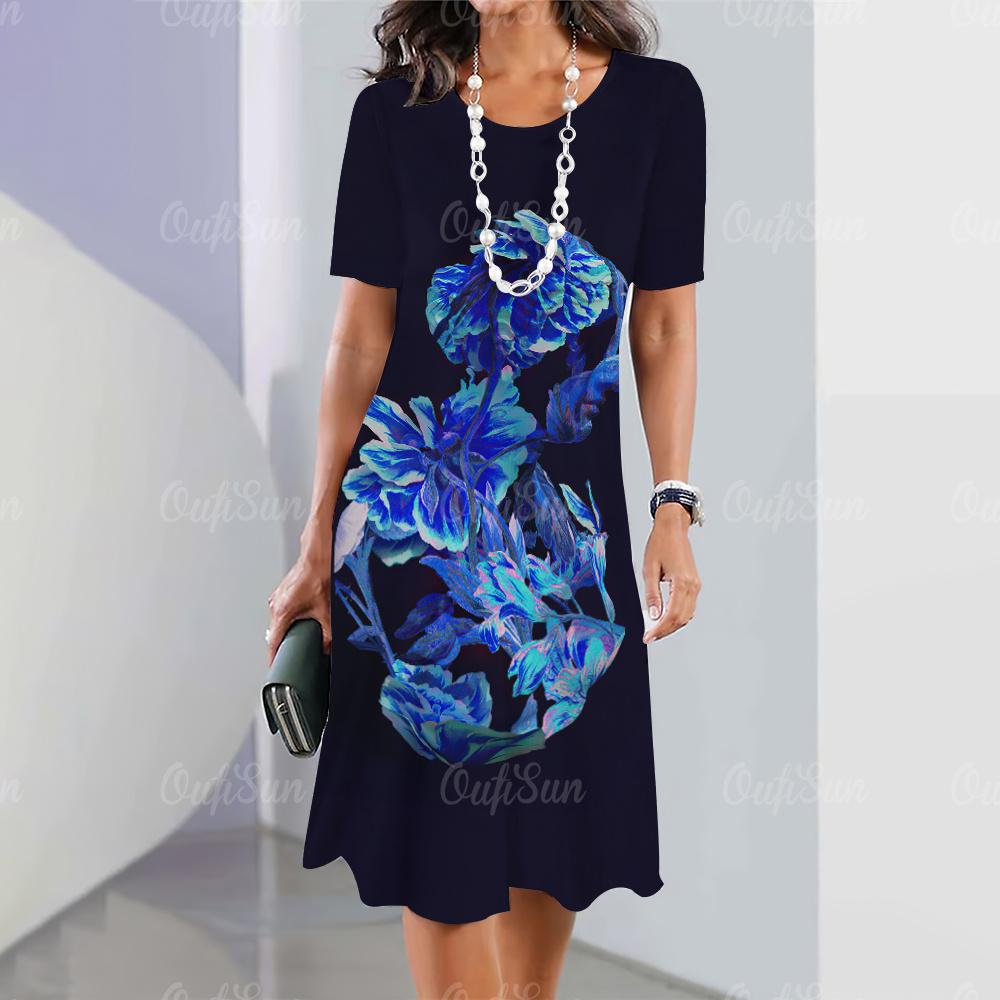 2025 New Summer Women's Outdoor Casual Fashion Short-sleeved Bohemian Hawaiian Style Floral Print Women's Clothing
