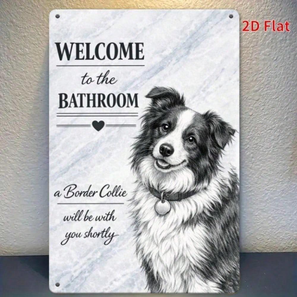 Vintage Sheepdog Welcome Sign Rustic 2D Wall Art Waterproof Hanging Plaque Cute Dog Home Decor