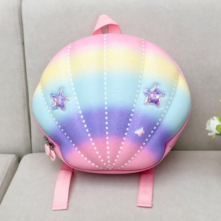Colorful Shell Shaped Star Decoration Children Hard Shell Backpack School For