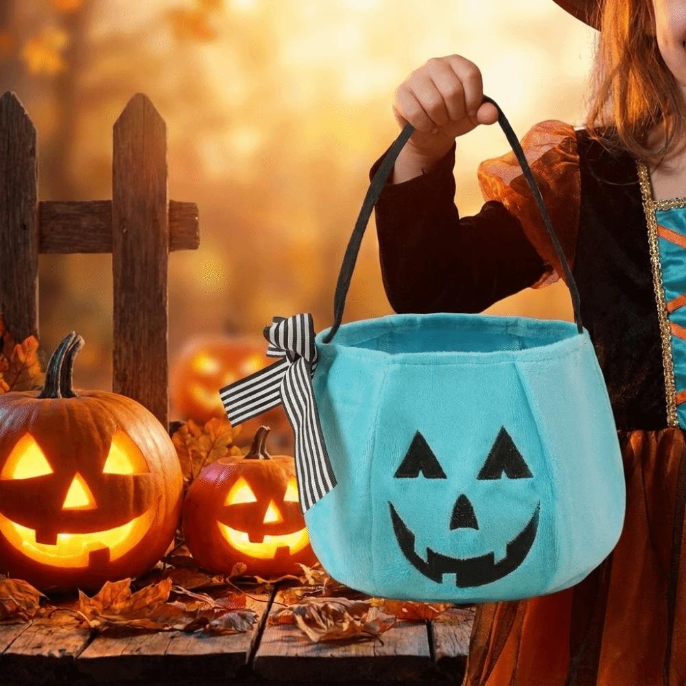 Portable Halloween Pumpkin Bucket Lace Bow Bow Candy Bag Cute Trick Or Treat Bags  Cosplay Dress-up