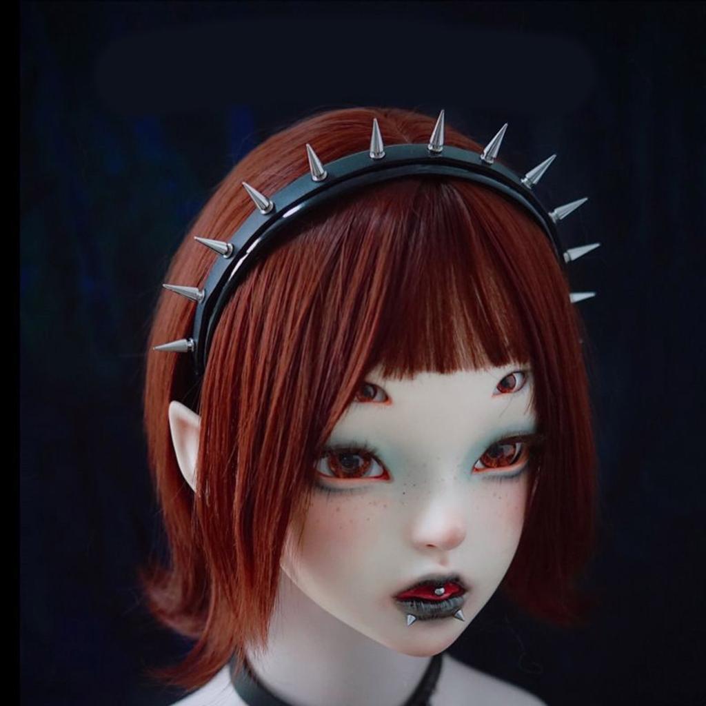 Punk Rivet Headband PU Spiked Hair Hoop Gothic Rock Headwear for Cosplay Unisex Rock Spiked Headwear Accessory