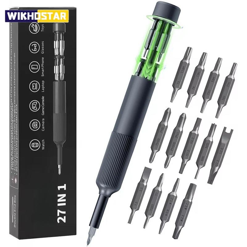 27 in 1 Precision Screwdriver Set Magnetic Bits Pen Style Manual Repair Tools Kit for Eyeglass Watch PC Jewelers Laptop iPhone